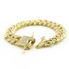 Fashion Shiny Cuban Chunky Chain Bracelets For Women Men  Color Rhinestone Bracelets Punk Hip Hop Wristband Jewelry Gift