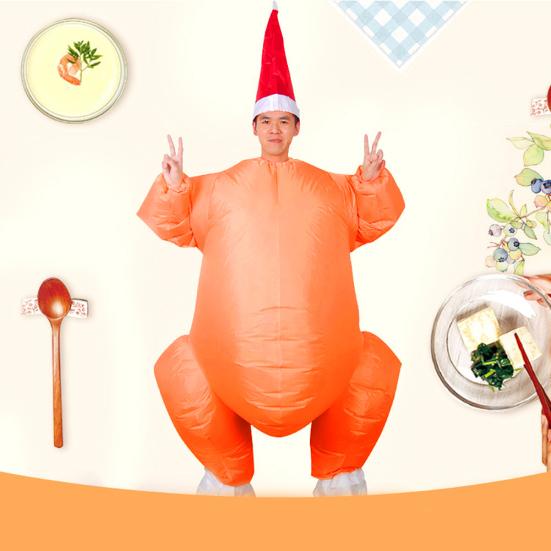 Aufblasbares Truthahn-Kostüm für Erwachsene, Halloween, Erntedankfest, Cosplay-Overall