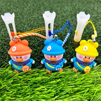 Cartoon Duck Golf Tees Holder with Anti-Loss Rope Clear Plastic PVC Tees