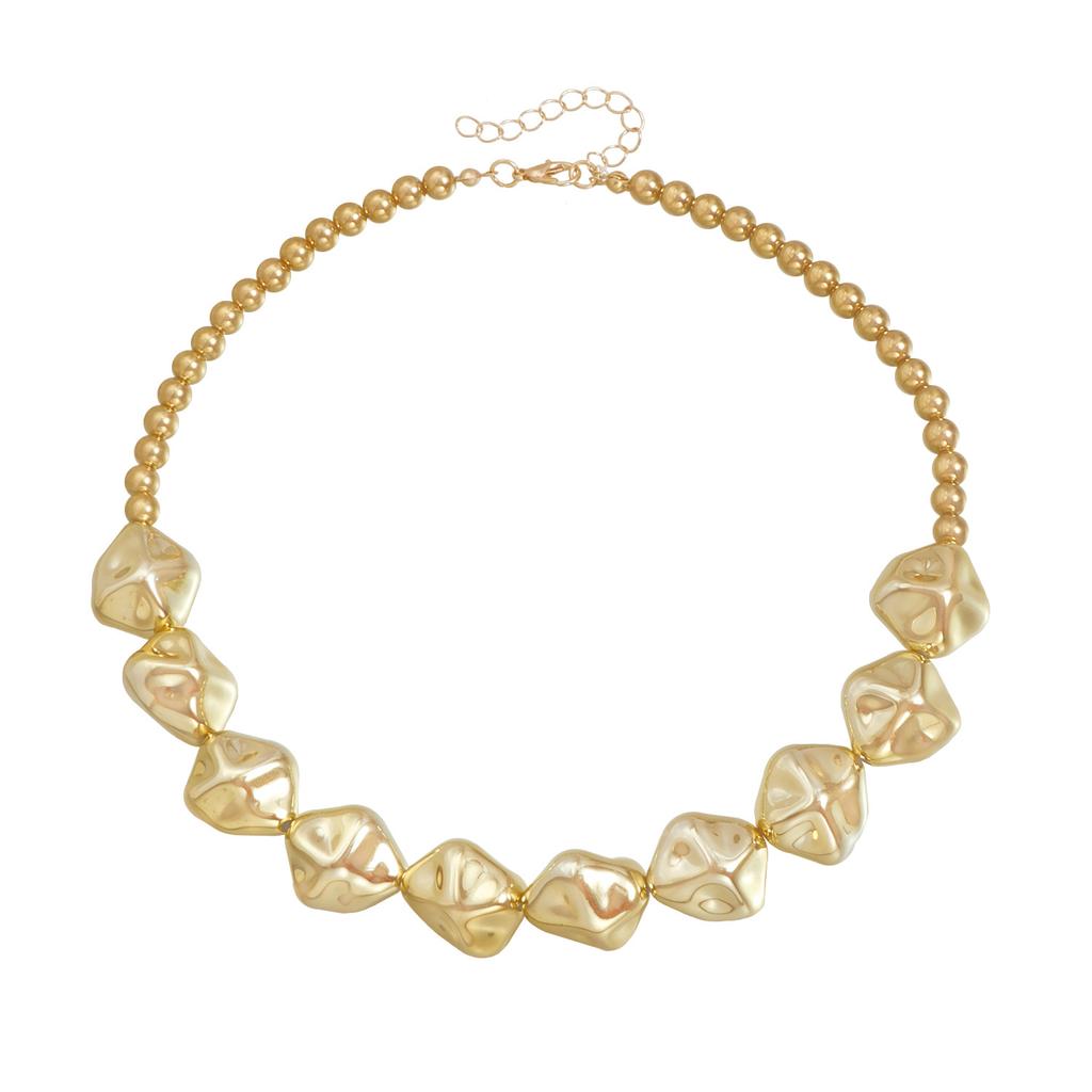 Light Luxury Metal Irregular Beaded CCB Necklace Geometric Special-shaped Ins Style Necklace Set