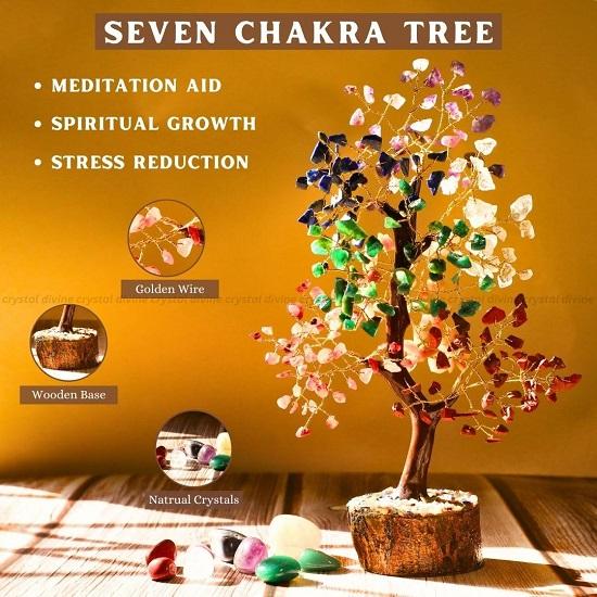 Sieben Chakra-Kristallbaum, handgefertigt, Wohndekor-Artikel, Kristallbaum, Wohndekor, Vastu-Geschenkartikel für Zuhause, Dekorationsartikel, Heilkristalle, Baumgeschenke