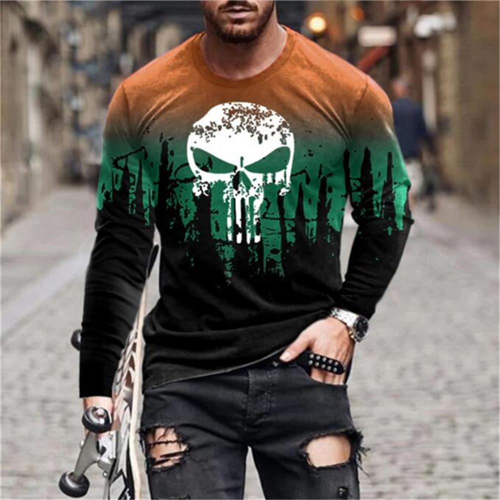 Męska koszulka z okrągłym dekoltem, z nadrukiem 3D w stylu retro graffiti, z długim rękawem, oddychający sweter, odzież codzienna, modny trend, lato