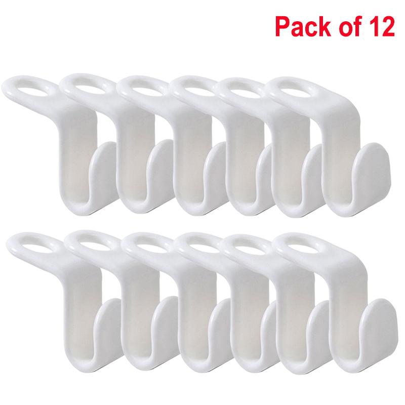 6/12/24pcs Plastic Closet Organizer Wardrobe Space Saving Hooks Hanger Connector Buckle