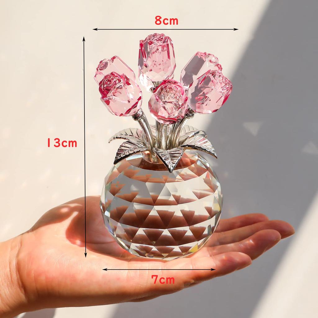Wedding Anniversary Gift for Popular K9 Crystal Pink Rose Rose Rose Birthday Wedding Gift for Mother Women, Gift, Never-withering Bouquet, Ornament,
