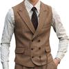 Herren Weste Braun Wildleder Leder Gentleman Business Weste Vintage Regular Slim Herbst Winter Bankett Herren Anzug Weste