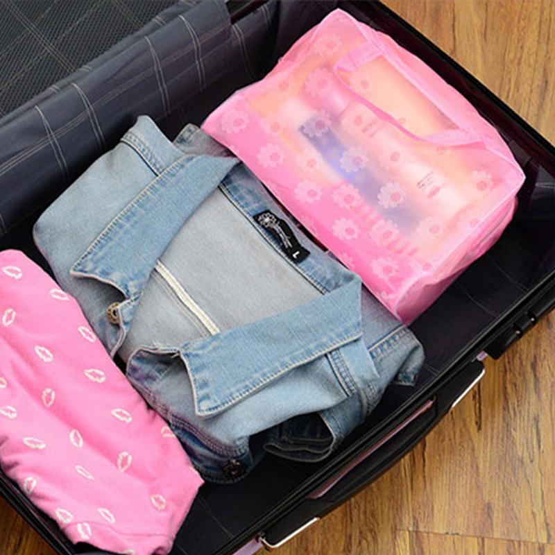 Waterproof PVC Cosmetic Storage Bag for Women Floral Transparent Wash Bag Creative Home Outing Compressed Shower Bag