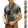 Men's Tactical Short Sleeve Polo Shirt Outdoor Breathable Quick Dry Loose Fit Military Style Camouflage Print with Velcro Patch Area