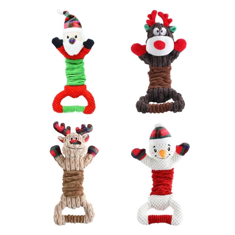 Christmas Dogs Toy Bites-Resist Stuffed Toy Funny Interactive Elasticity Dogs Chew Toy for Outdoor Dogs Tooth Molar Tool