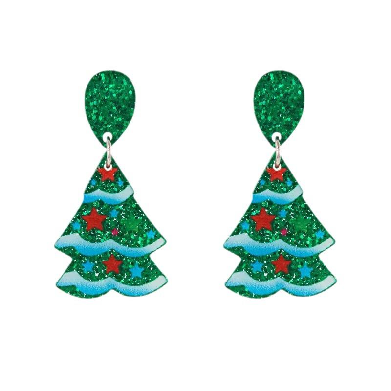 European & American Christmas Tree Acrylic Earrings - Cute, Versatile Holiday Party Accessories