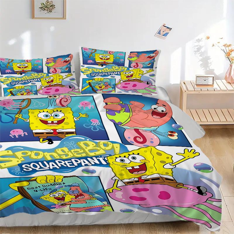 

3pcs SpongeBob Bedding Set. Soft and Comfortable with No Core Included (1x Duvet Cover + 2x Pillow Covers) yy251010129 135x200cm