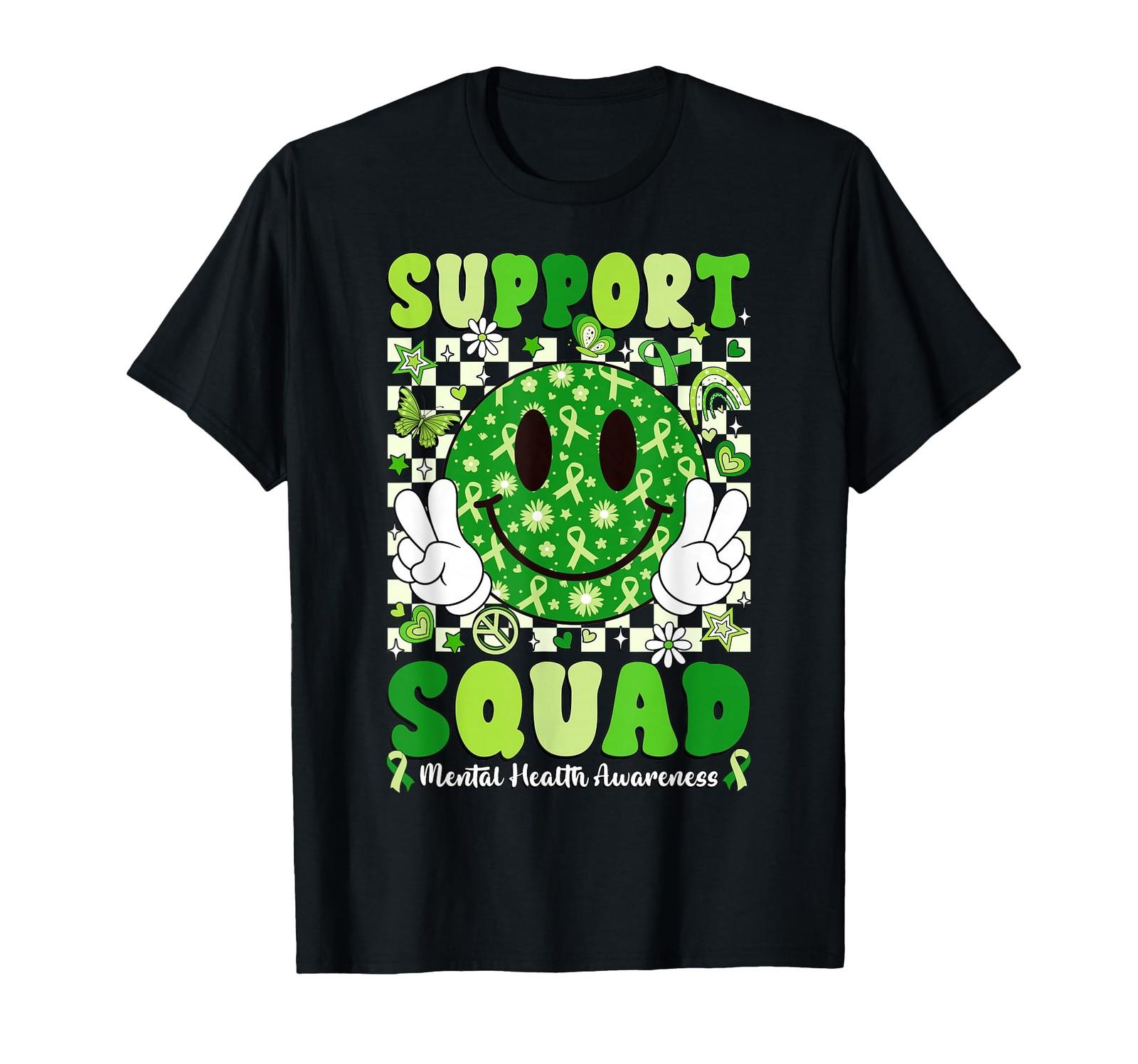 Support Squad Mental Health Matters Awareness Green Ribbon T-Shirt S разноцветный