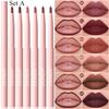 6 sztuk/zestaw konturówka do ust Nude Lip Liner Set wodoodporna matowa szminka o długotrwałym działaniu błyszczyk odporny na rozmazywanie łatwa aplikacja prezent dla każdego rodzaju skóry