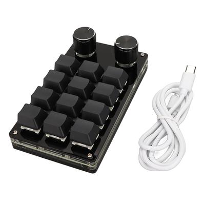 Mini Tuş Takımı 12 Tuş 2 Düğme Mavi Anahtar RGB Arka Aydınlatmalı Tak ve Çalıştır Oyun İçin Programlanabilir Tuş Takımı