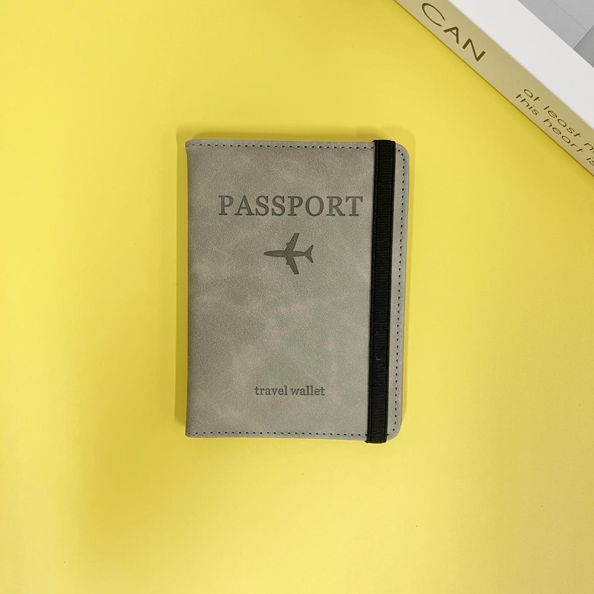 

Держатель для паспорта и карт из искусственной кожи с технологией RFID для трансграничного использования - многофункциональный кошелек для удостоверения личности для путешествий серый