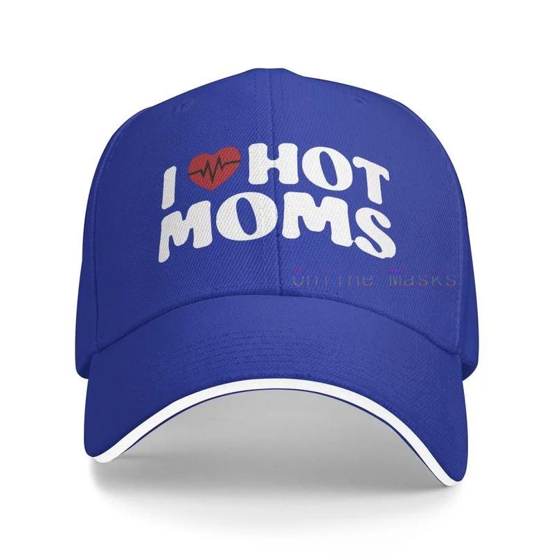 I Love Hot Moms Bucket Hat Unisex Adult I Heart Hot Moms Adjustable Baseball Cap Gift Hats Mesh Trucker Caps Unisex Womens