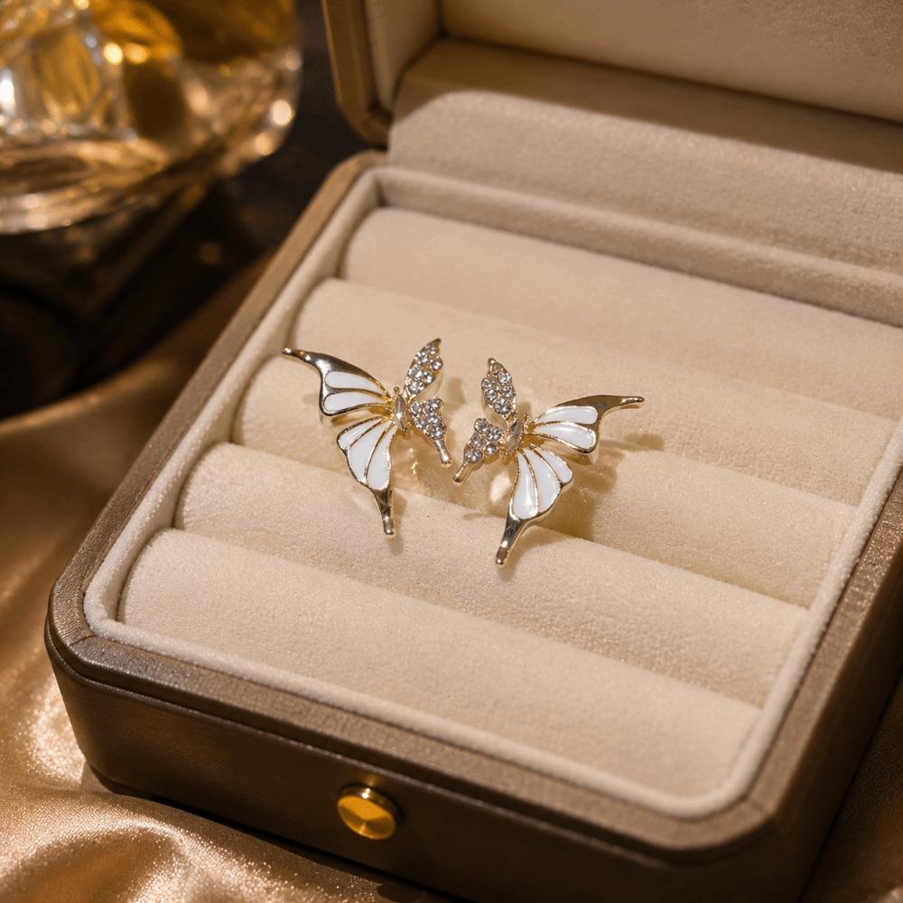 Sweet Butterfly Stud Earrings Light Luxury Women's Small Earrings Elegant Zircon Earrings Daily