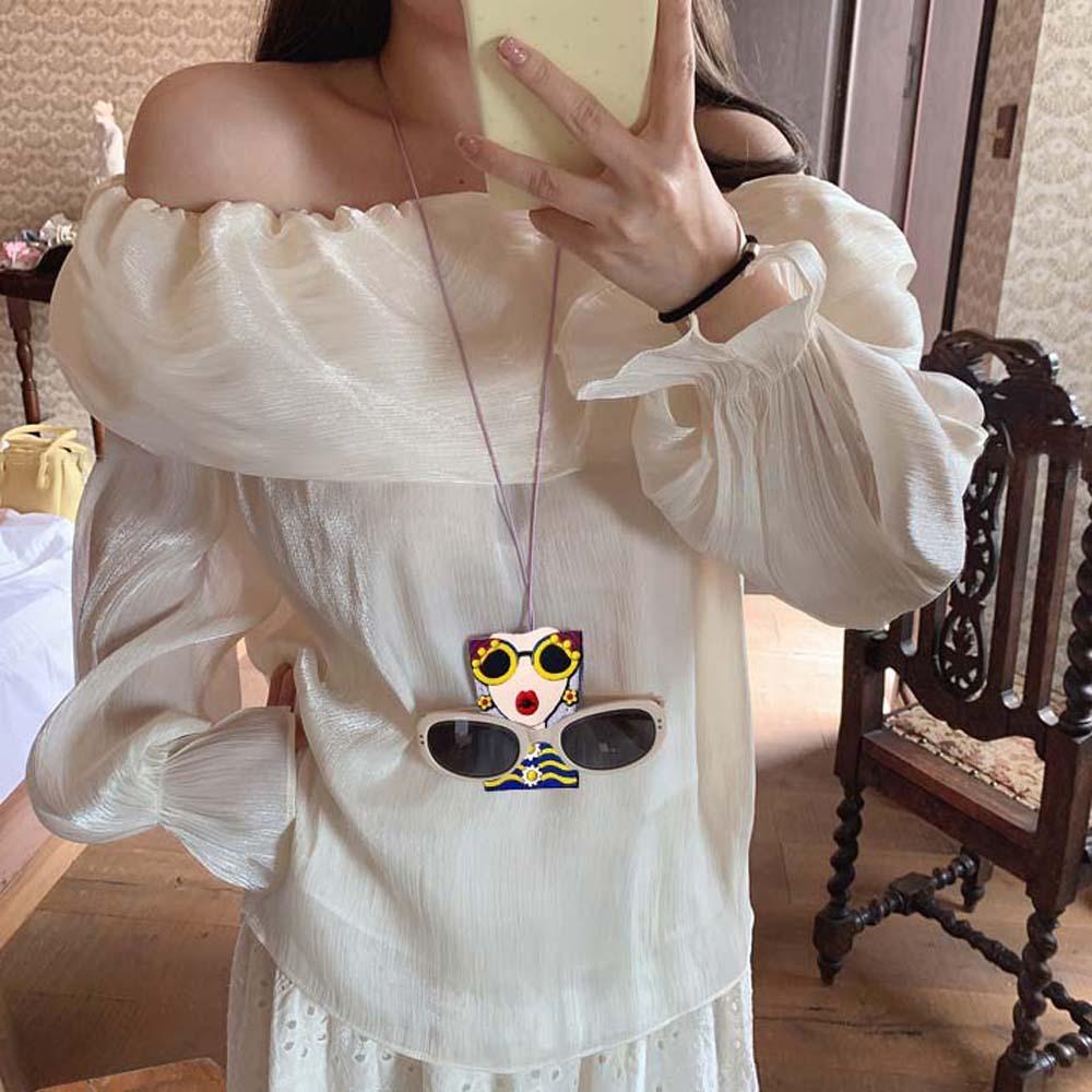 Embroidery Leather Sunglasses Storage Necklace Anti-lost Magnetic Glasses Protective Rope  School