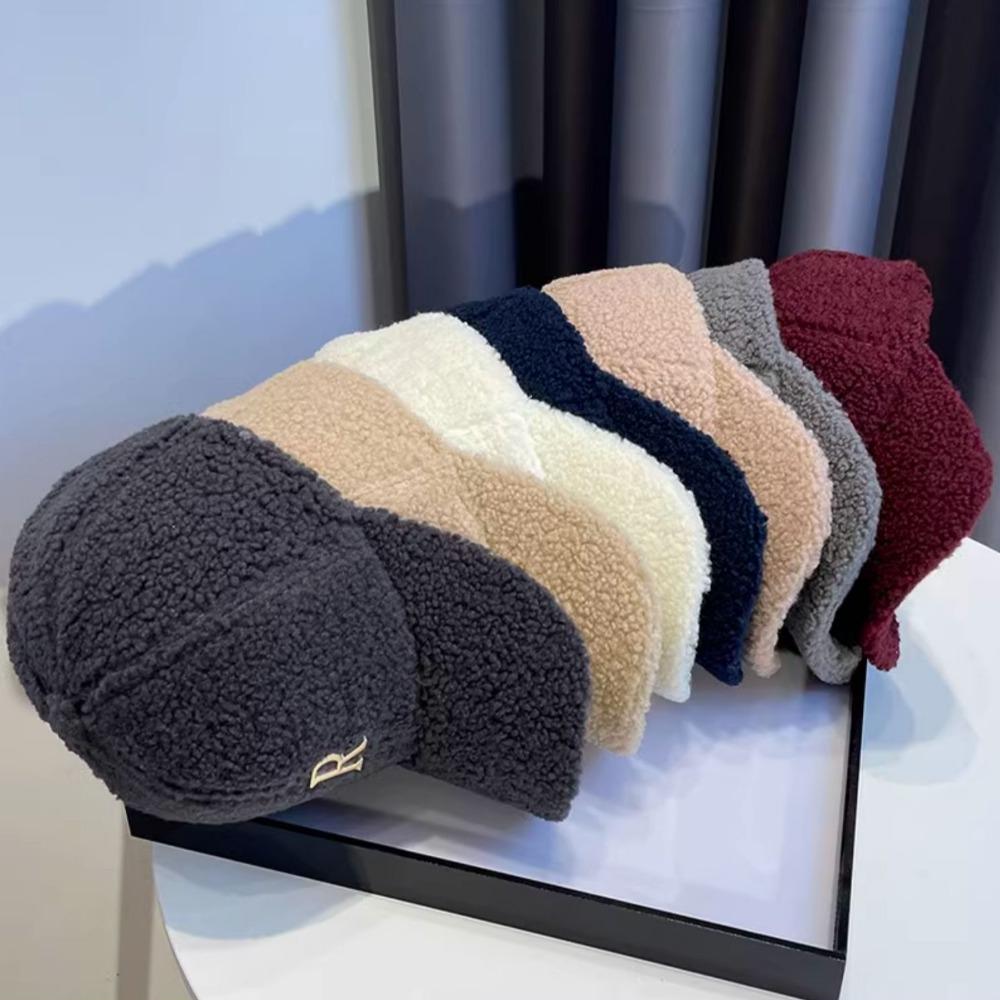 Baseball Cap Winter Hat For Women Men Unisex Letter Metal Logo Imitation Cashmere Keep Warm Simple Casual Winter Caps New Velvet