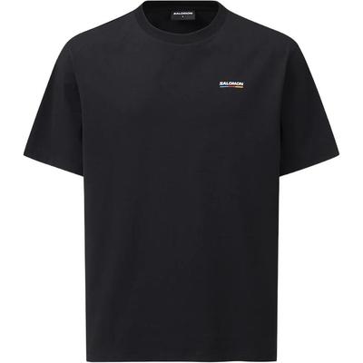 SALOMON Solid Color Logo Round Neck Loose Short Sleeve T-Shirt Unisex Tops Black C28149