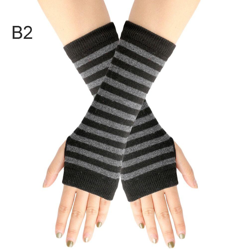 Cosplay Party Accessories Knitted Fingerless Gloves Stripes Mittens Half Finger Elasticity Gloves