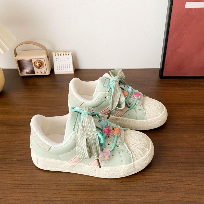 Dopamine Wear Board Shoes Children Cream Spring and Autumn Shell Head New Middle Heel Versatile Sports and Leisure Shoes