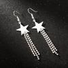 Long Star Earrings Female Temperament Five-Star Pendant Earringssimple Luxury Wedding Party Star Earrings Girl Jewelry Gifts