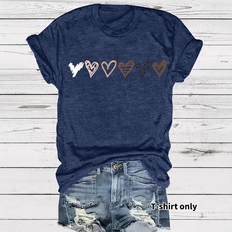 Women's Summer Premium Sense of Fashion Heart Pattern New Short-sleeved T-shirt