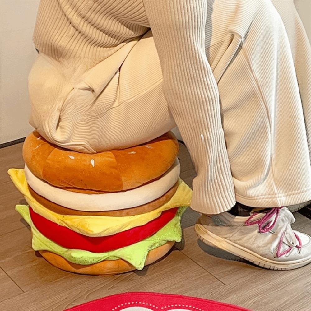 Soft Hamburger Storage Stool Cartoon Shoe Bench Multi-functional Storage Sitting Stool Living Room