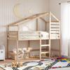 VidaXL Bunk Bed with Ladder and Roof 80x200 Cm Solid Pine Wood, Mid Sleeper, Loft Bed with Ladder, Bed 3281986