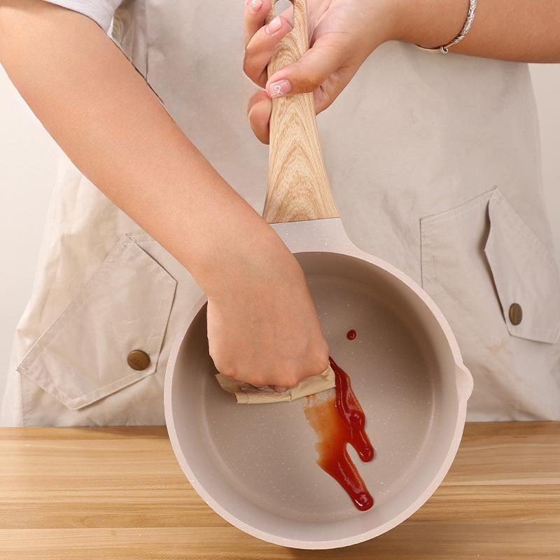 Non-Stick Frying Pan with Wooden Handle,Maifan Stone Soup Pot, Cooking Utensils for Kitchen, Cookware Set