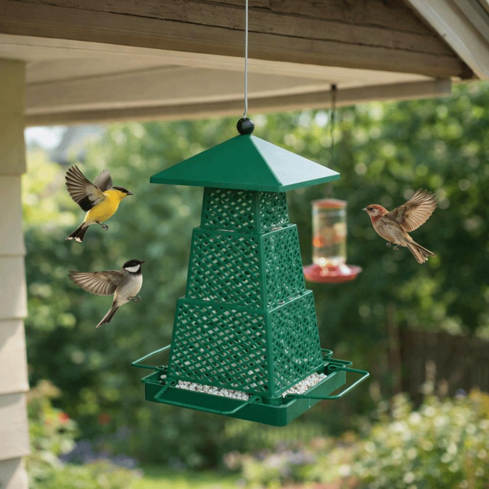 Windproof Wild Bird Feeder Folding Multi-purpose Hanging Bird Feeder Large Capacity with Hang Rope Bird Food Dispenser Tree