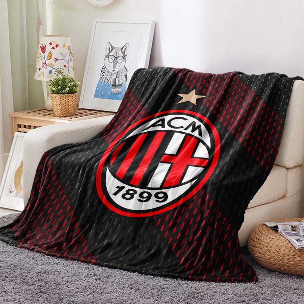 AC Milan Printed Flannel Blanket, Soft Throw for Bedroom Sofa, Washable, Fan Merchandise, Great Gift.