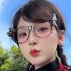 Cat Ear Leopard Cat Bow Glasses Frame No Lenses Cosplay Vintage Halloween Party Costumes Props Decorative Y2K DIY Frames