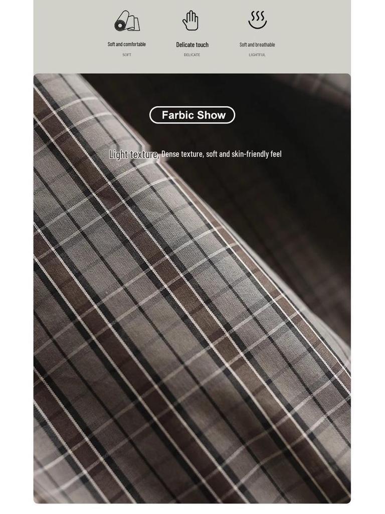 Women's Retro Plaid Color Block Button-Down Long Sleeve Shirt - 2025 Autumn/Winter Loose Fit Slimming Casual Top