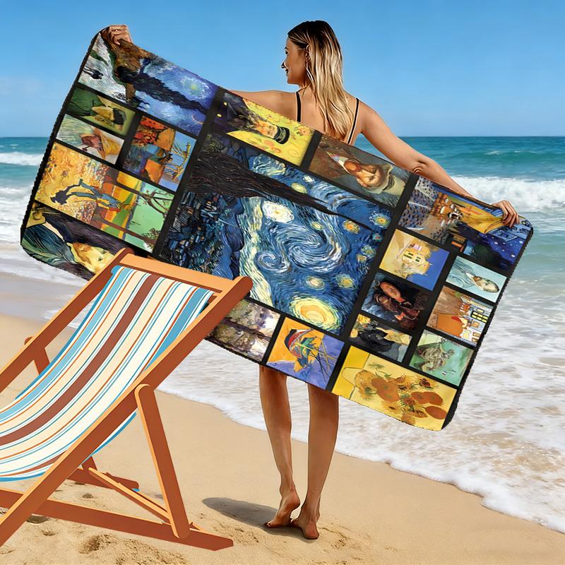 Van Gogh Painting Print Beach Towel, Large Soft Quick Dry Towel for Beach Camping Swimming