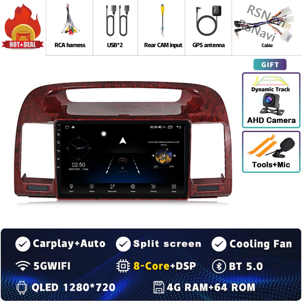 Android 14 Carplay Car Radio For Toyota Camry 5 XV 30 2001 2002 - 2006 Multimedia Video Player Navigation GPS Stereo 2Din DVD BT