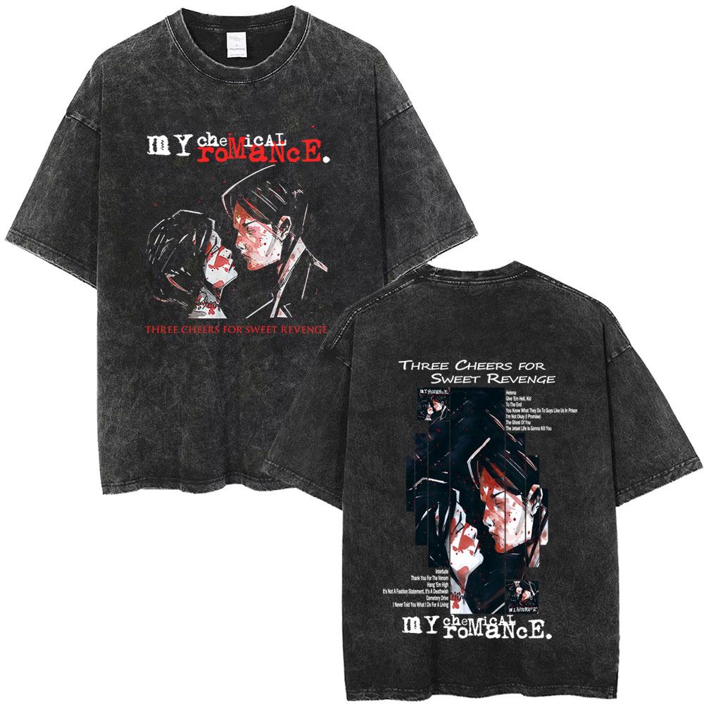 Washed Vintage My Chemical Romance Three Cheers for Sweet Revenge Album Graphic T Shirts Men Women Retro Punk Emo Rock Tshirts