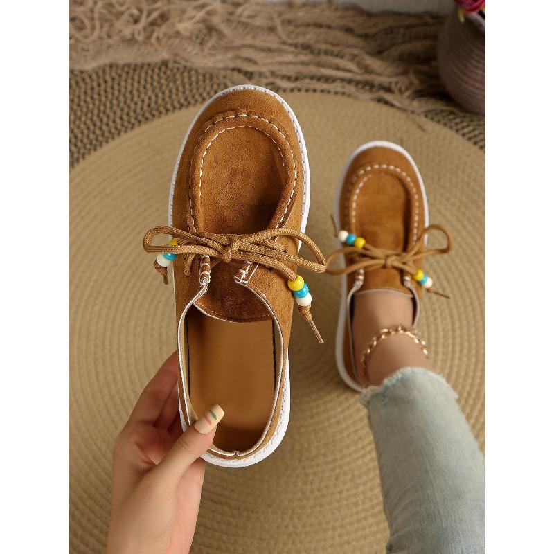 Autumn Baotou Half Slippers Women's 2025 New Plus Size Beaded Flat Casual One-Foot Slipper Slippers