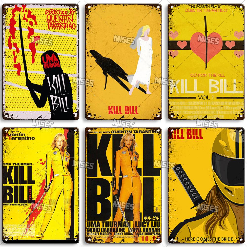 MISES Kill Bill:Sv.1 Klasický filmový bar Kovová cedule Vintage plakát Rezavý kovový talíř Průmyslový dekor Domov Kavárna Klub Kovová plaketa