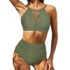 High Waist Bikini Set for Women 2025 Summer Two Pieces Solid Color Hollow Out  Sexy Swimsuit Beach Bathing Suit Swimwear Women