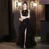 Beautiful black neck sequined evening dress dress for important occasions Women's light luxury niche annual meeting host catwalk dress