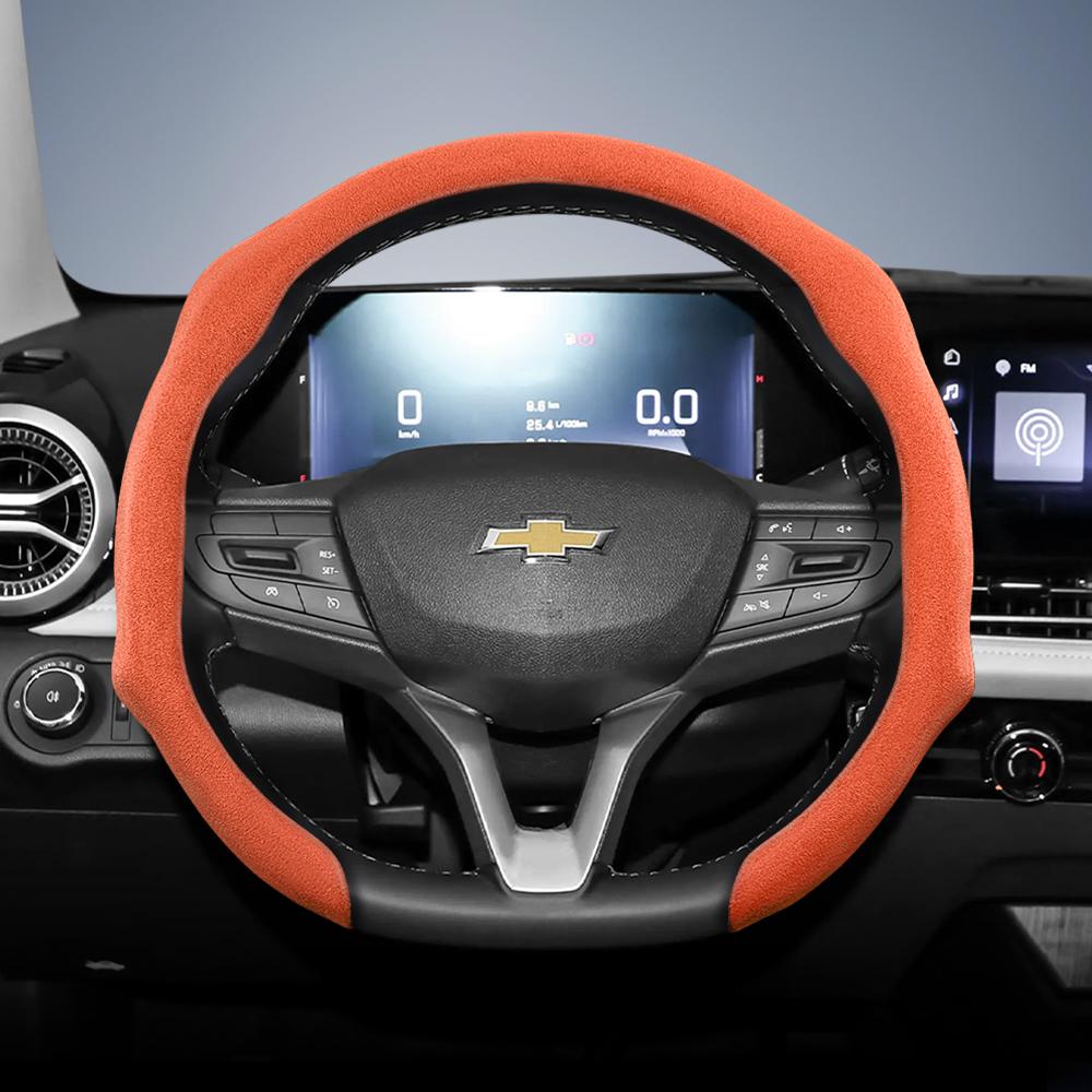 Suitable for Chevrolet Premium Suede Snap-On Steering Wheel Cover, Non-Slip and Durable, Round and D-Shaped Steering Wheel Available Cruze Spark Capti