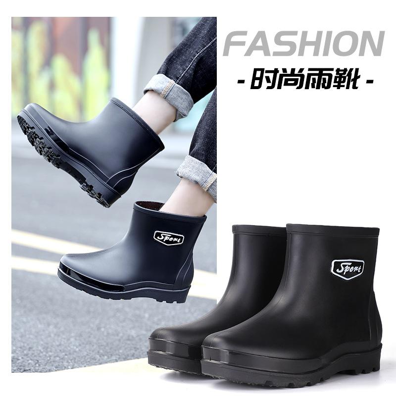 Fashion warm waterproof extra large size men s and women s medium tube waterproof and velvet removable rain shoes women s boots rain shoes 39