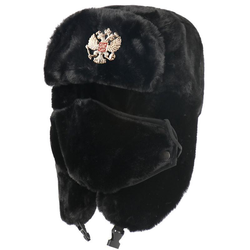 Russian Soviet Military Cap Trapper Hat Ushanka Russian Fur Hat Thick Warm Plush Earflap for Skiing Hunting