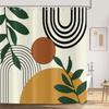 Bohemian Style Abstract Modern Floral Rose Face Shower Curtain 180X 180Cm Waterproof Shower Curtain With 12 Hooks