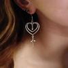 Retro Temperament Double Heart-shaped Star Cross Pendant Earrings for Women Long Tassel Dangle Earrings Spicy Girl Jewelry Gifts