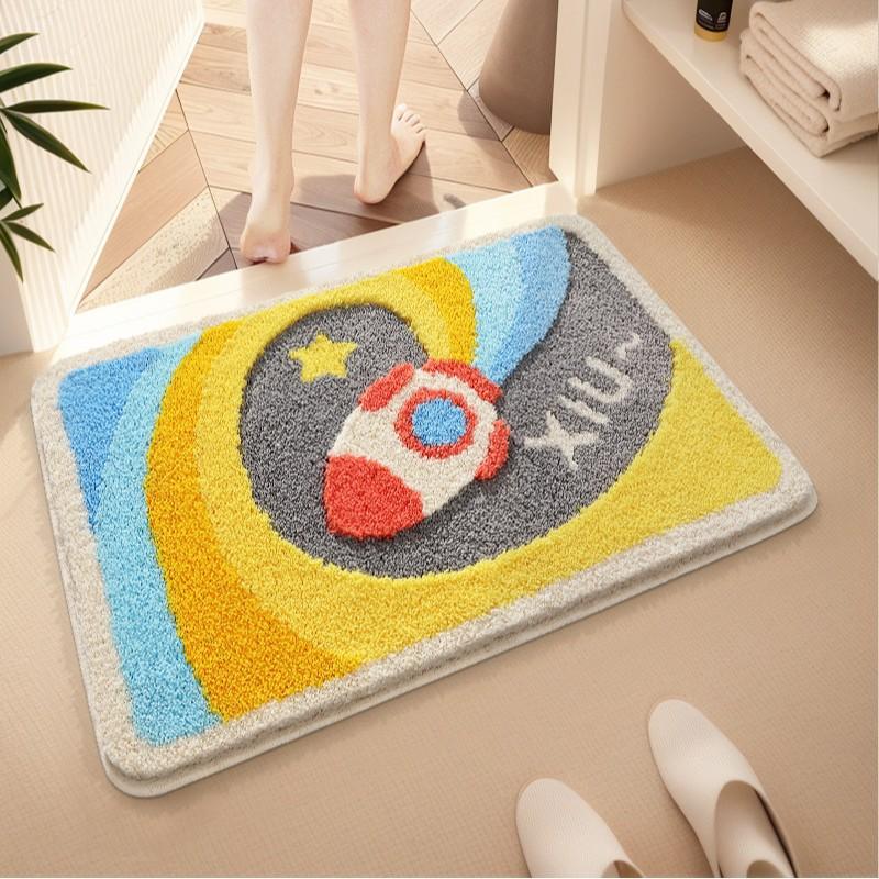 

VIKAMA Simple Stripes Bathroom Carpet, Entry Door Carpet, Water Absorbent Anti-Slip Coat, Hat Room Home Decoration 40x60cm