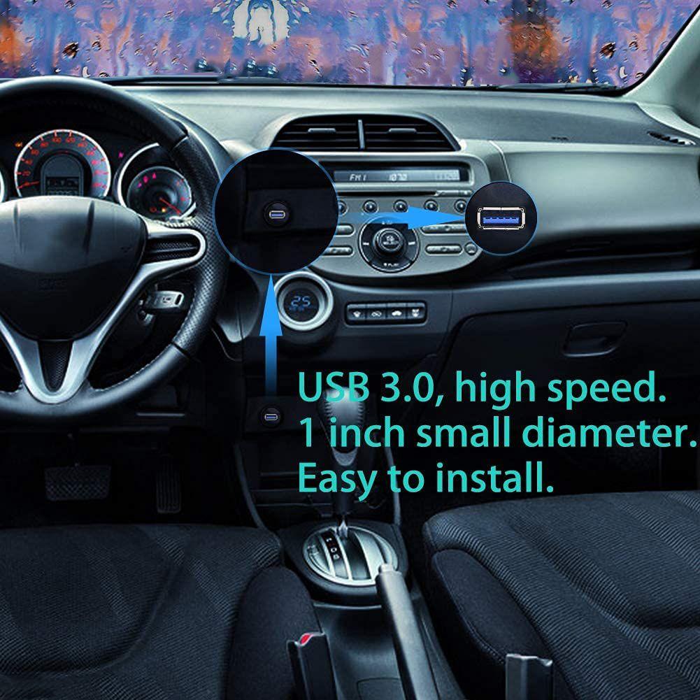 3ft 1m Extension Cord Waterproof Truck Panel Flush Mount Cable USB 3.0 Car Dashboard