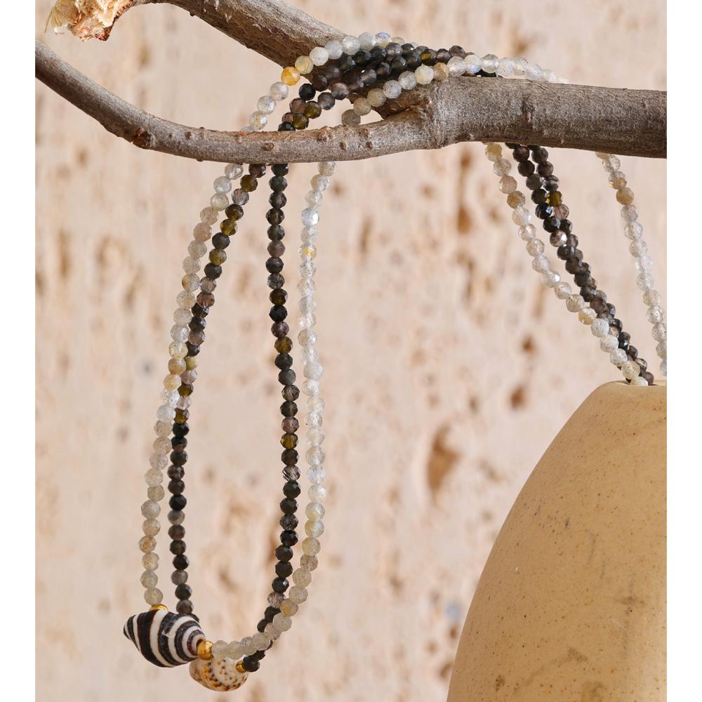 Yhpup Edelstahl Muschel Anhänger Halskette Handgefertigter Schmuck Weiß Grau Kristall Perlenkette Sommer Halsband Günstiger Schmuck