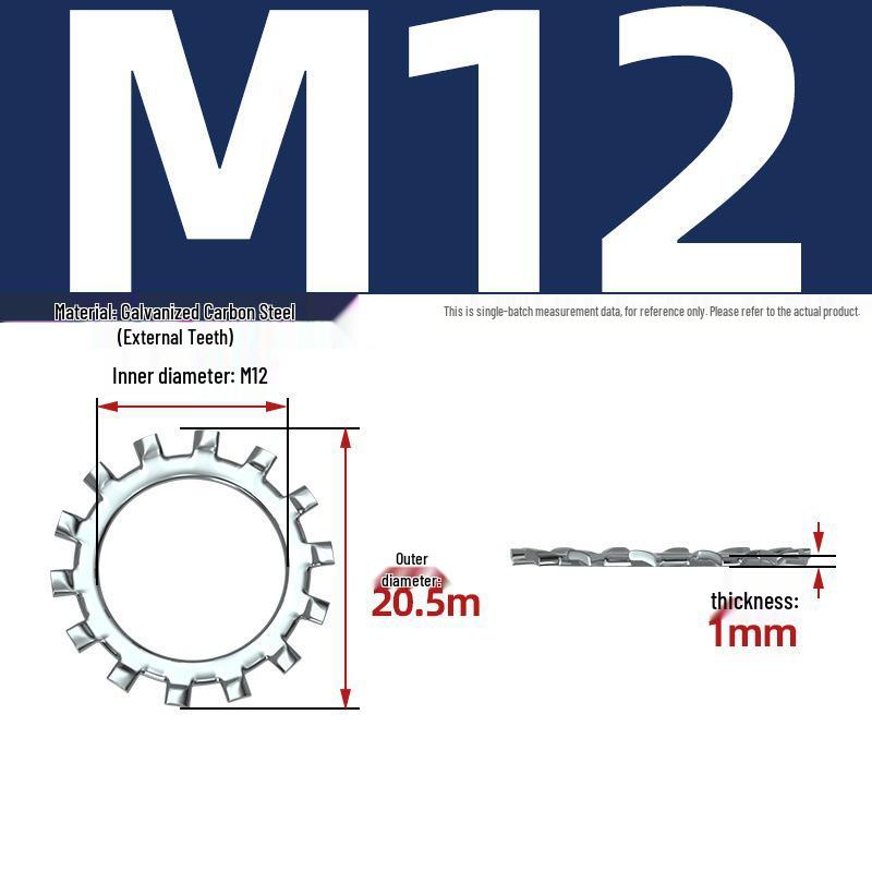 Carbon Steel Zinc-Plated Lock Washer with Inner and Outer Teeth